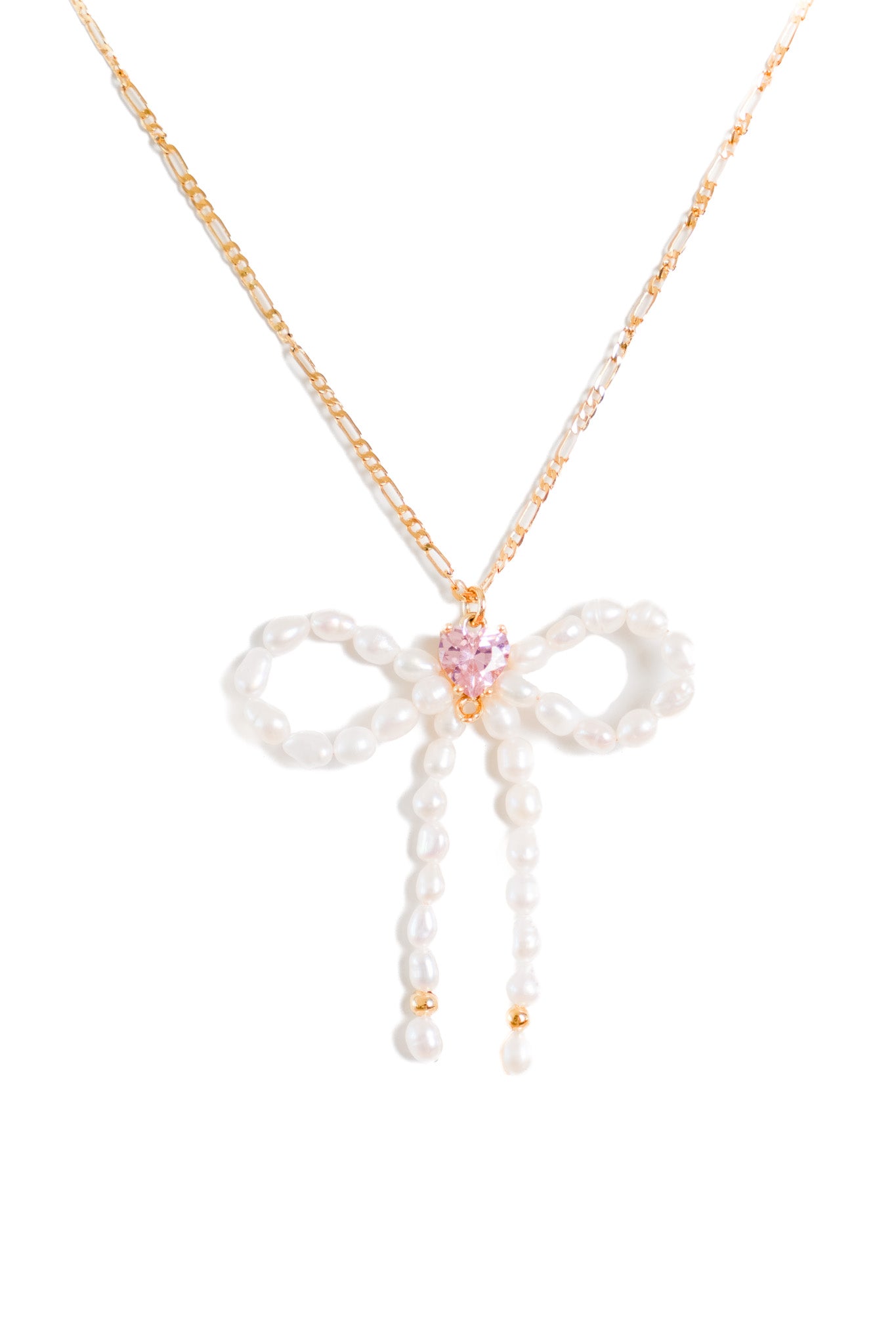 Pearlette Ribbon Necklace in Pink – meide